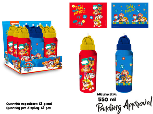 BORRACCIA ALLUMINIO CON CANNUCCIA 550 ML PAW PATROL